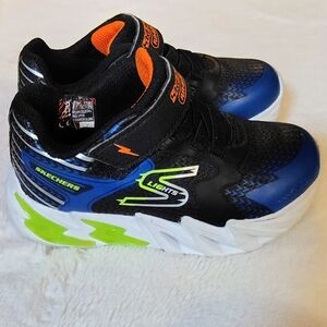 Skechers Kids' Light-Up Sneakers - Black, Blue, and Green